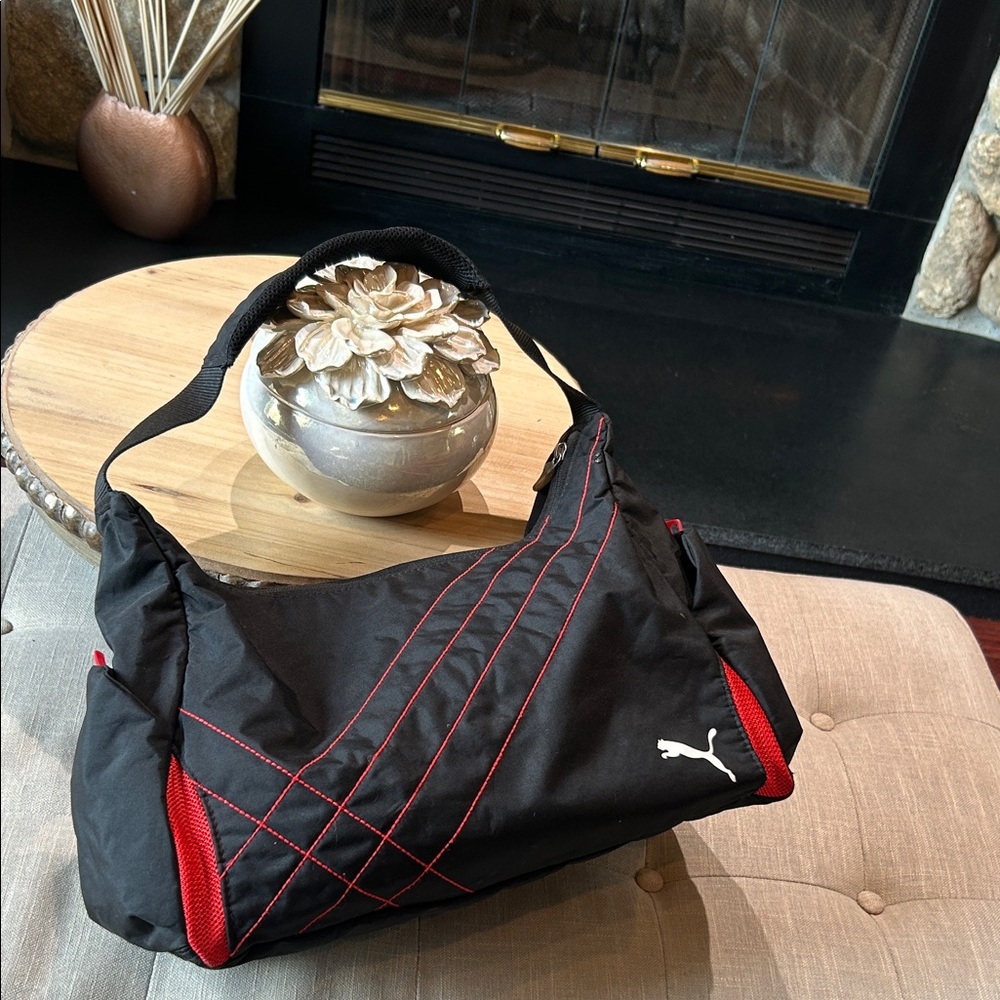 Puma Gym Hobo Duffle Bag Black/Red Color Combo